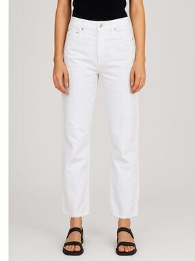 Edwin White Jeans Straight Leg Distressed Raw Hemline Western Grunge Denim 27